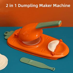 2 In 1 Dumpling Maker Machine, 2023 New Kitchen Dumplings Making Tool, Manual Dough Presser Dumpling Wrappers Press Wrapper for Dumplings, Wonton(Orange)