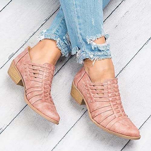 Insoles for Sandals Women Crossborder Trade Large Size European and American Low Heel Shoes Zipper Sandals (Pink, 7)