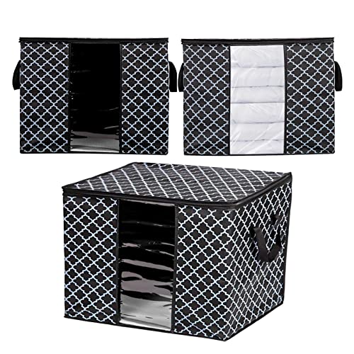 Large Storage Bags with Lid & Window for Bedding, Blankets & Comforters - Foldable Organizer with Reinforced Handle & Sturdy Zippers