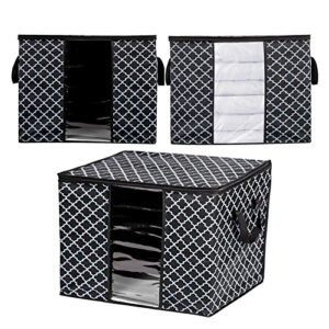 large storage bags with lid & window for bedding, blankets & comforters - foldable organizer with reinforced handle & sturdy zippers