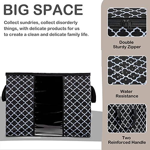 Large Storage Bags with Lid & Window for Bedding, Blankets & Comforters - Foldable Organizer with Reinforced Handle & Sturdy Zippers