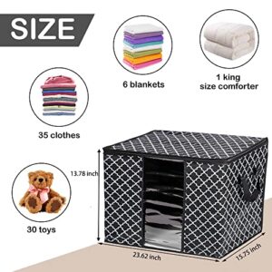 Large Storage Bags with Lid & Window for Bedding, Blankets & Comforters - Foldable Organizer with Reinforced Handle & Sturdy Zippers