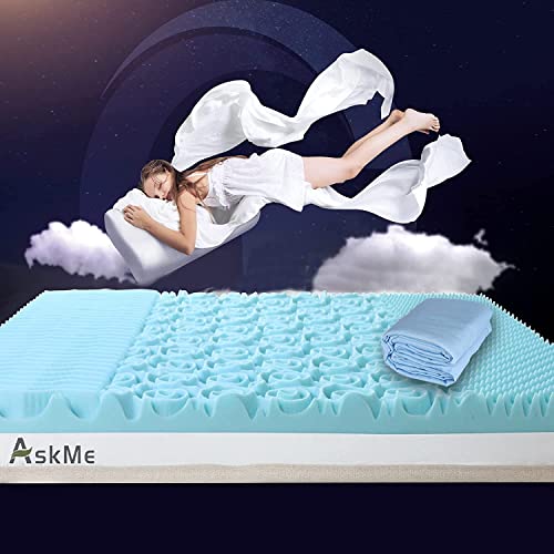 Askme Mattress Topper Twin 3 Inch Zoned Cooling Gel Memory Foam with Bonus Breathable Cover,Air Flow Design｜US and Euro Certified