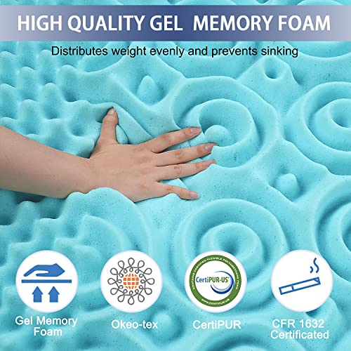 Askme Mattress Topper Twin 3 Inch Zoned Cooling Gel Memory Foam with Bonus Breathable Cover,Air Flow Design｜US and Euro Certified