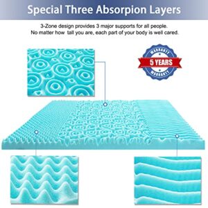 Askme Mattress Topper Twin 3 Inch Zoned Cooling Gel Memory Foam with Bonus Breathable Cover,Air Flow Design｜US and Euro Certified