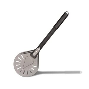 joylongde pizza turning peel round anodized aluminum perforated pizza peel turner with metal handle pizza paddle spinner for outdoor pizza oven accessories 7 inch