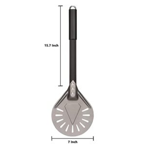 Joylongde Pizza Turning Peel Round Anodized Aluminum Perforated Pizza Peel Turner With Metal Handle Pizza Paddle Spinner For Outdoor Pizza Oven Accessories 7 Inch