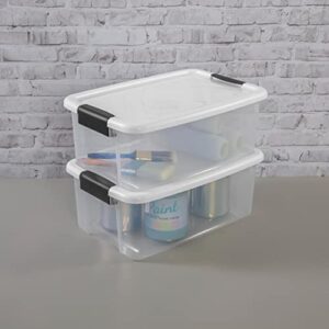 SteriliteSterilite 17611704 60 Quart/57 Liter ClearView Latch Wheeled Underbed Box, 4-Pack & 18 Quart Clear Plastic Stackable Storage Container Bin Box Tote