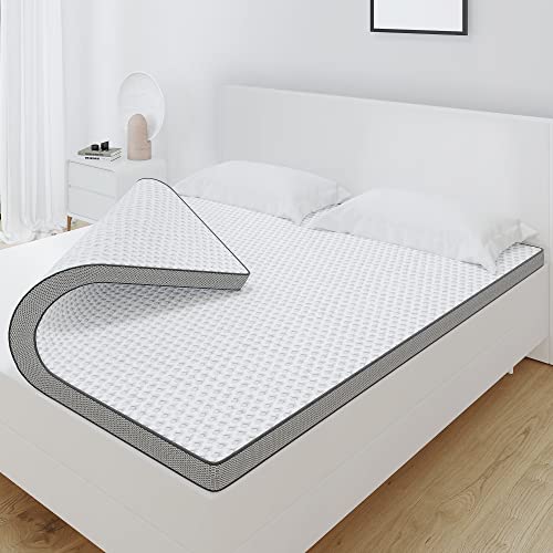 OWLLIGHT Mattress Topper Queen, 3 Inch Egg Crate Queen Memory Foam Mattress Topper, CertiPUR-US Certified Dual Layer Gel Infused, Removable & Washable Soft Cover, Relieve Pressure Points