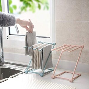 TOPBATHY Foldable Towel Rack Stand Kitchen Towel Stand Countertop Cloth Rack for Kitchen Bathroom Home (Light Pink)