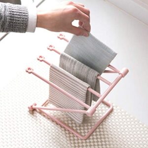 TOPBATHY Foldable Towel Rack Stand Kitchen Towel Stand Countertop Cloth Rack for Kitchen Bathroom Home (Light Pink)