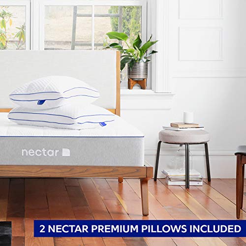 Nectar Twin Mattress 2 Pillows Included - Gel Memory Foam Mattress - CertiPUR-US Certified Foams - 180 Night Home Trial - Forever Warranty