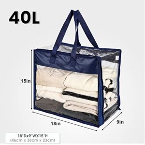 GXaryFulin 3Pack Clear Storage Bags for Clothes, Blanket, Sweaters, (18''x15''x 9'') Thick Version (Purple)