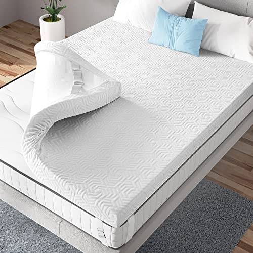 UniPon 3 Inch Gel Memory Foam Mattress Topper Twin, Medium Firm Mattress Topper, High Density Foam Bed Topper for Pressure Relief, Removable & Washable Cover, CertiPUR-US Certified