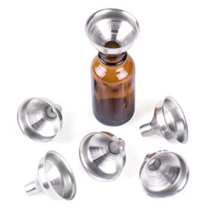 1.25" stainless steel mini funnels for miniature bottles, essential oils, diy lipbalms, cooking spices liquids, homemade make-up fillers (6 pack) by super z outlet