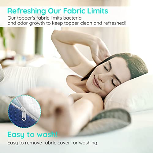 Memory Foam Mattress Topper King 4 inch-Gel Cooling Foam Mattress Topper with Washable Ventilated Fiber Cover and Air Flow Swirl Design-CertiPUR-US Certified-New Version