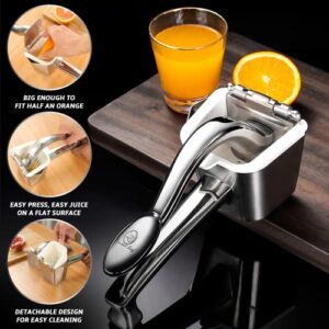 Lemon Squeezer Stainless Steel - Citrus Juicer - Unconditional 5 Year Warranty Manual Juicer, Lemon Juicer Squeezer - Heavy Duty Hand Juicer - Citrus Press -Lime Squeezer - Large Orange Juice Squeezer