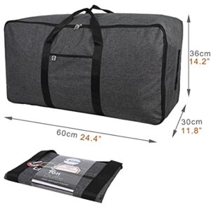 ITAVL 70L Large capacity Storage Bag ,Sturdy 500D heather material super strong ,Ideal for bedding ,Pillows,Duvets,Clothes or moving home use . (Dark Grey-24")