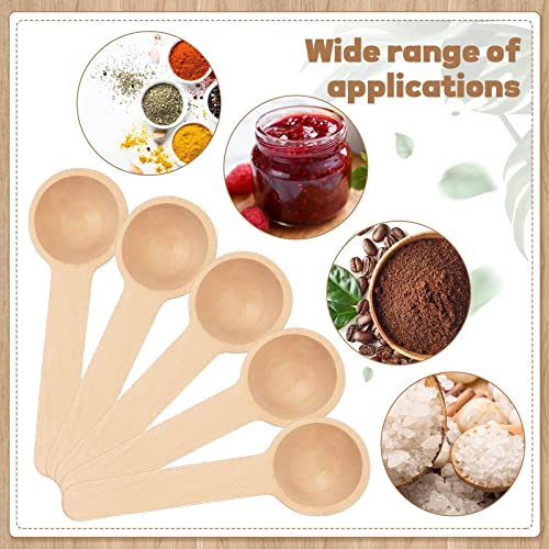 Baderke 50 Sets 3 Inch Mini Wooden Spoons Small Wooden Spoons Disposable Small Spoons for Spice Jars Wood Spoons with Tags and Twine Condiments Honey Sugar Kitchen Cooking Oil Tea Coffee