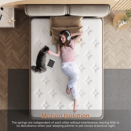 TeQsli Queen Mattress 10 Inch, Cool Eggshell Memory Foam and 7 Zone Pocket Innerspring Hybrid Mattress in a Box, Pressure Relief & Supportive Queen Bed Mattress, Breathable Cover, 100 Nights Trial
