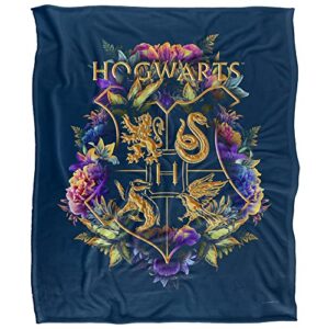 Harry Potter Hogwarts Multi-Colored Floral Crest Officially Licensed Silky Touch Super Soft Throw Blanket 50" x 60"