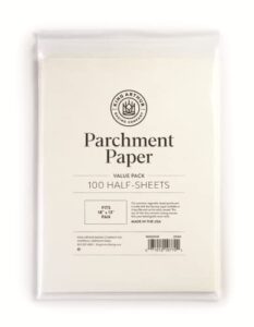 king arthur, pre-cut baking parchment paper, heavy duty, professional grade, nonstick, reusable, resealable pack, fits 18" x 13" pan, 100 count