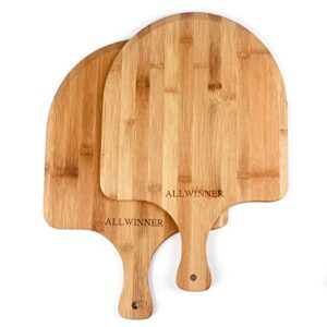allwinner bamboo pizza peel 12 inch premium wooden pizza peels for making pizza, pizza cutting board 2 pack