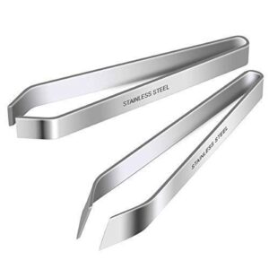 2 pieces fish bone tweezers, stainless steel flat and slant tweezers pliers remover tool (4.6")