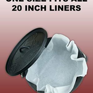 CampLiner Parchment Dutch Oven Liners, 20” Disposable Paper Liners (20 Pack), New 50% Thicker Material