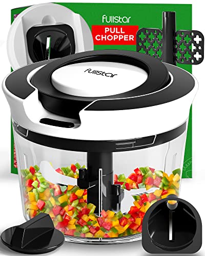 FULLSTAR Manual Food Chopper, Pull Chopper, Pull String Chopper, Fullstar Vegetable Chopper & Garlic Mincer with Julienne Spiralizer & Egg Beater - Veggie Chopper, Onion Chopper, Garlic Chopper