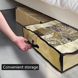 Shonpy 2pcs Men/Woman 12 Cells See Through Underbed shoes and boots Storage Bag Organizer with PVC window (2) (beige)