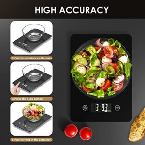 LAVANAVO Digital Food Kitchen Scale, 22lb Weight Multifunction Scale Measures in Grams and Ounces for Cooking Baking, 1g/0.1oz Precise Graduation, Stainless Steel and Tempered Glass…