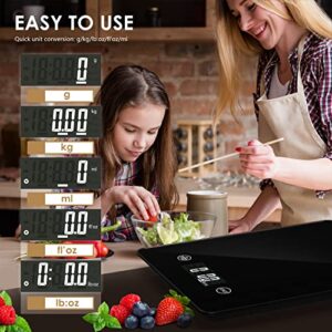 LAVANAVO Digital Food Kitchen Scale, 22lb Weight Multifunction Scale Measures in Grams and Ounces for Cooking Baking, 1g/0.1oz Precise Graduation, Stainless Steel and Tempered Glass…