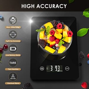 LAVANAVO Digital Food Kitchen Scale, 22lb Weight Multifunction Scale Measures in Grams and Ounces for Cooking Baking, 1g/0.1oz Precise Graduation, Stainless Steel and Tempered Glass…