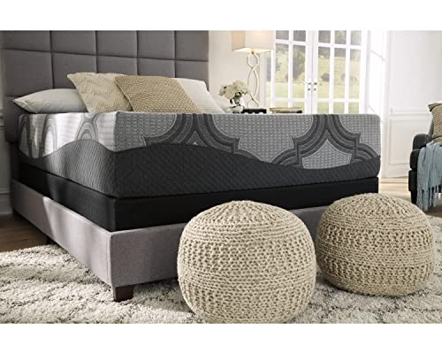 Signature Design by Ashley 1100 Series Traditional 11 Inch Firm Mattress in a Box for Pressure Relief, Queen, Light Gray