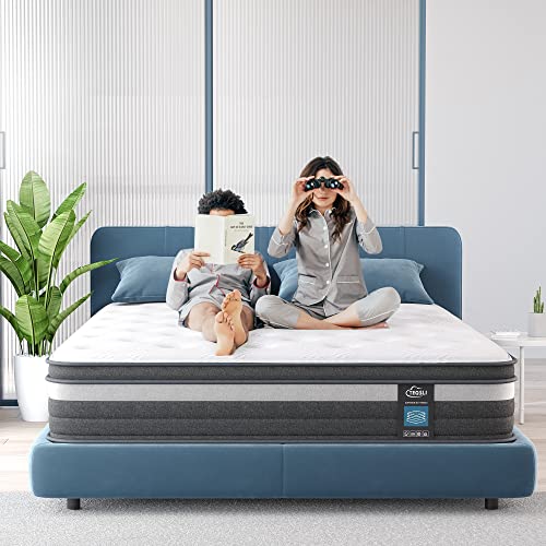 TeQsli Queen Mattress, 12 Inch Gel Memory Foam Mattress with Innerspring Hybrid Mattress in a Box Pressure Relief & Supportive Queen Size Mattress CertiPUR-US Certified 100-Night Trial 10-Year Support