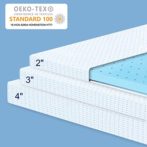 subrtex 3 Inch Gel-Infused Memory Foam Bed Mattress Topper High Density Cooling Pad Removable Fitted Bamboo Cover Ventilated Design-10 Years Warranty (California King)