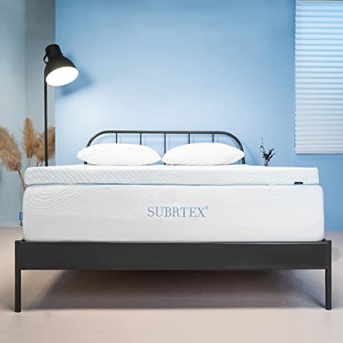 subrtex 3 Inch Gel-Infused Memory Foam Bed Mattress Topper High Density Cooling Pad Removable Fitted Bamboo Cover Ventilated Design-10 Years Warranty (California King)