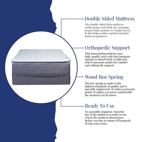 Greaton 12" Firm Mattress with 8" Box Spring Set, Comfy and Relaxing Double Sided Mattress for Proper Sleep, Heavy Duty Internal Structure Provide Accurate Body Support, Queen