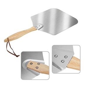 Skyflame Kitchen Supply Aluminum Pizza Peel with Wooden Handle 14-Inch x 16-Inch, Large Pizza Paddle for Baking Homemade Pizza Bread