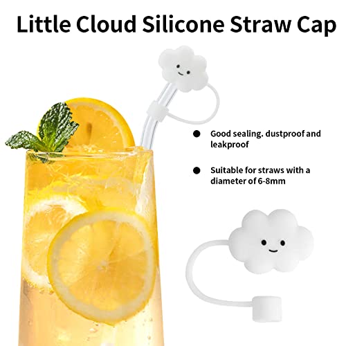 AMADIZ 6Pcs Cloud Straw Tip Covers Compatible with Stanley 20&30&40 Oz Tumbler Cups, Food Grade Reusable Silicone Straw Lids for 6-8 mm Straws, Stanley Cups Accessories, Anti-dust (Colorful)