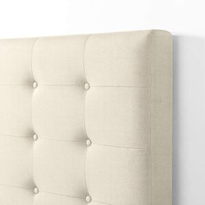Zinus Ibidun Upholstered Button Tufted Platform Bed/Mattress, Queen, Beige & 12 Inch Green Tea Cooling Gel Memory Foam Mattress/Cooling Gel Foam, Queen