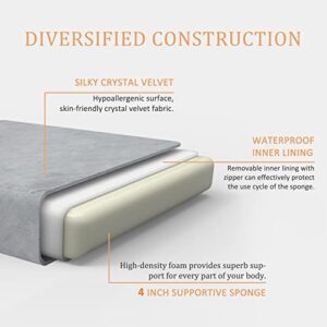 BDEUS Velvet Folding Mattress Folding Sofa 4" Breathable High-Density Foam Mattress Topper, Portable Guest Bed with Removable&Washable Cover