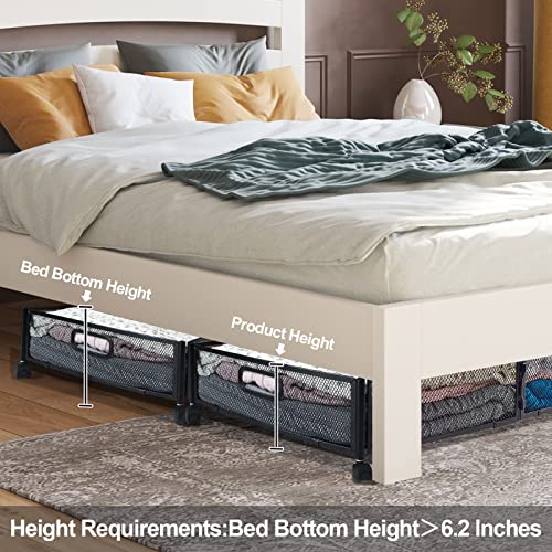 Under Bed Storage,Metal Foldable Under Bed Shoe Storage With Wheels,2 Pack Under Bed Toy Storage,Under Bed Storage with Wheels,Under Bed Storage Containers,Under Bed Shoe Storage Organizer with Handle,Under Bed Rolling Storage for Clothes Shoes Blankets (