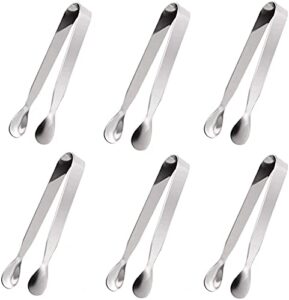ice tongs sugar cubes tongs - stainless steel mini serving tongs appetizers tongs small kitchen tongs for tea party coffee bar (6 pcs)
