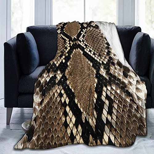 Prexill Snake Skin Soft Flannel Fleece Throw Blanket，Lightweight Warm Microfiber Plush Couch Sofa Bed Blanket (80"x60" Queen-Size for Adults…