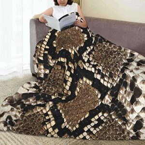 Prexill Snake Skin Soft Flannel Fleece Throw Blanket，Lightweight Warm Microfiber Plush Couch Sofa Bed Blanket (80"x60" Queen-Size for Adults…