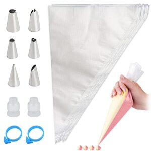 disposable piping bags and tips set -100 pieces 12 inch thickened icing bags and tips set for pastry, icing, and chocolate covered strawberries supplies - includes piping tips set