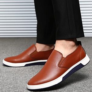 Mens Casual Shoes Sneakers Loafers Comfort Walking Shoes Business Work Office Dress Summer Leather Shoes (Brown, 8.5)