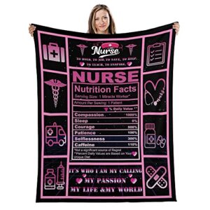 nurse blanket gift for women, nurse birthday gift lightweight microfiber throw blanket for living room couch chair bed sofa office 50x40i